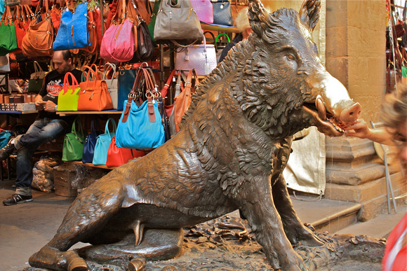 Wild Boar Bronze Statue Mercato Nuove Florence Italy #472