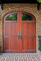 Decorative Cedar Door w/Brick Wall and Walkway