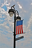 Lamp Post with American Flag