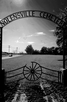 Nolensville Cemetery Broken Wheel Sign/Black & White