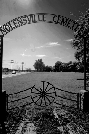 Nolensville Cemetery Broken Wheel Sign/Black & White