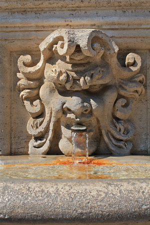 Marble Face Fountain Detail/Gardens of Villa Borghese Rome Italy #352