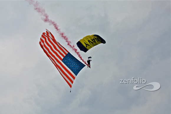 Navy Seals Parachutter w/Navy  & American Flag