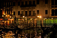 Gondolas at Night Venice Italy #287