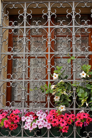 Decorative Window Grate with Pink FlowersMurano Italy #325